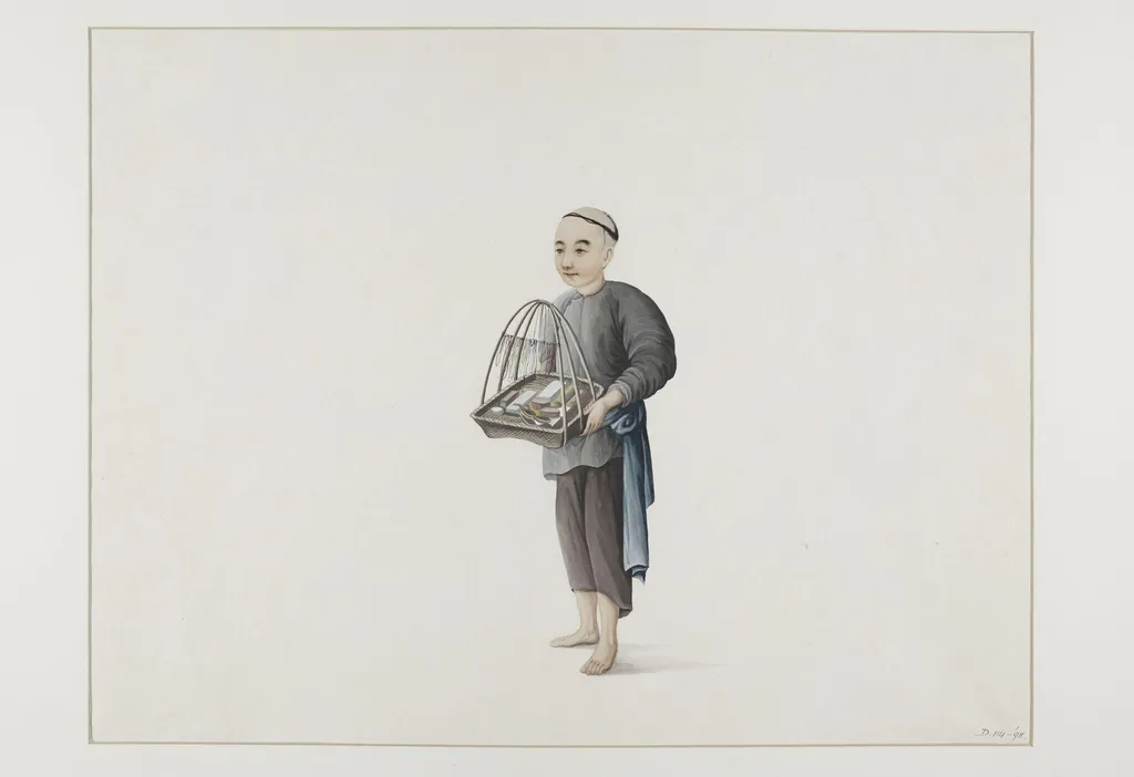 Boy Selling Sundry Goods, by Puqua, paint, 1790
