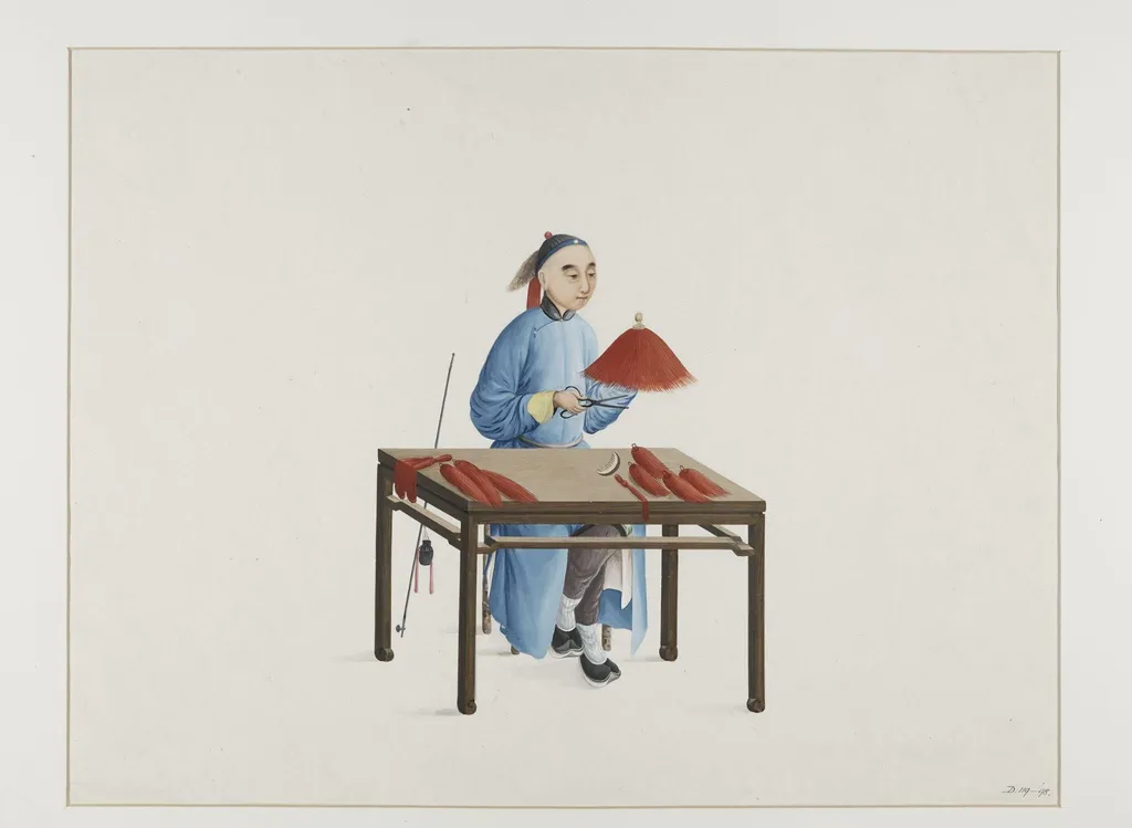 Making Making Official Hats, by Puqua, paint, 1790