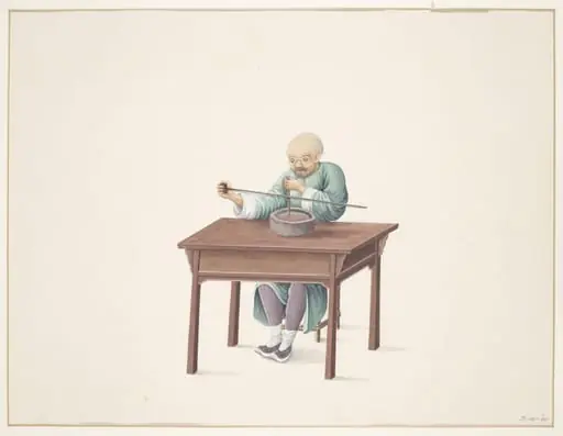 Man Drilling Seed Pearls, by Puqua