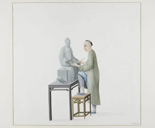 Man Making a Statue, by Puqua