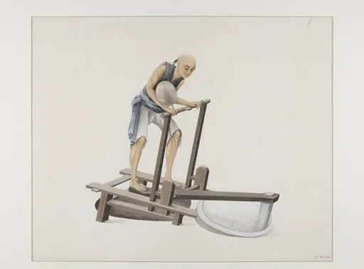 Man Pounding Rice, by Puqua