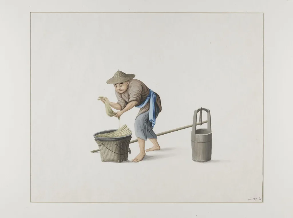 Man Selling Salted Cabbage, by Puqua, paint, 1790