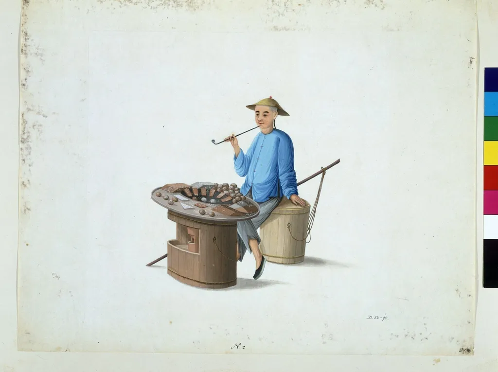 Man Selling Sweet Cakes, by Puqua, paint, 1790