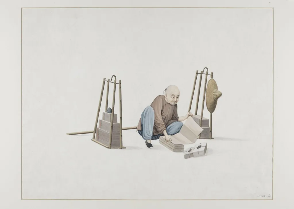 Man Selling Toilet Paper, by Puqua, paint, 1790