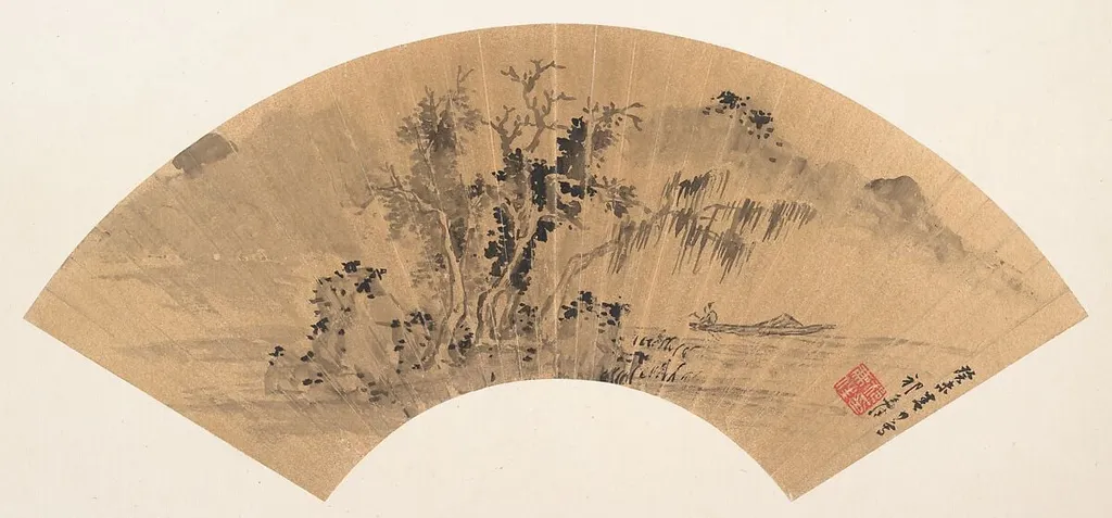 明/清 祁豸佳 山水 圖|Landscape with fisherman, by Qi Zhijia, ink, 1643