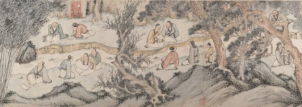 明 錢榖 蘭亭修禊圖 卷|Gathering at the Orchid Pavilion, by Qian Gu, ink, 1560