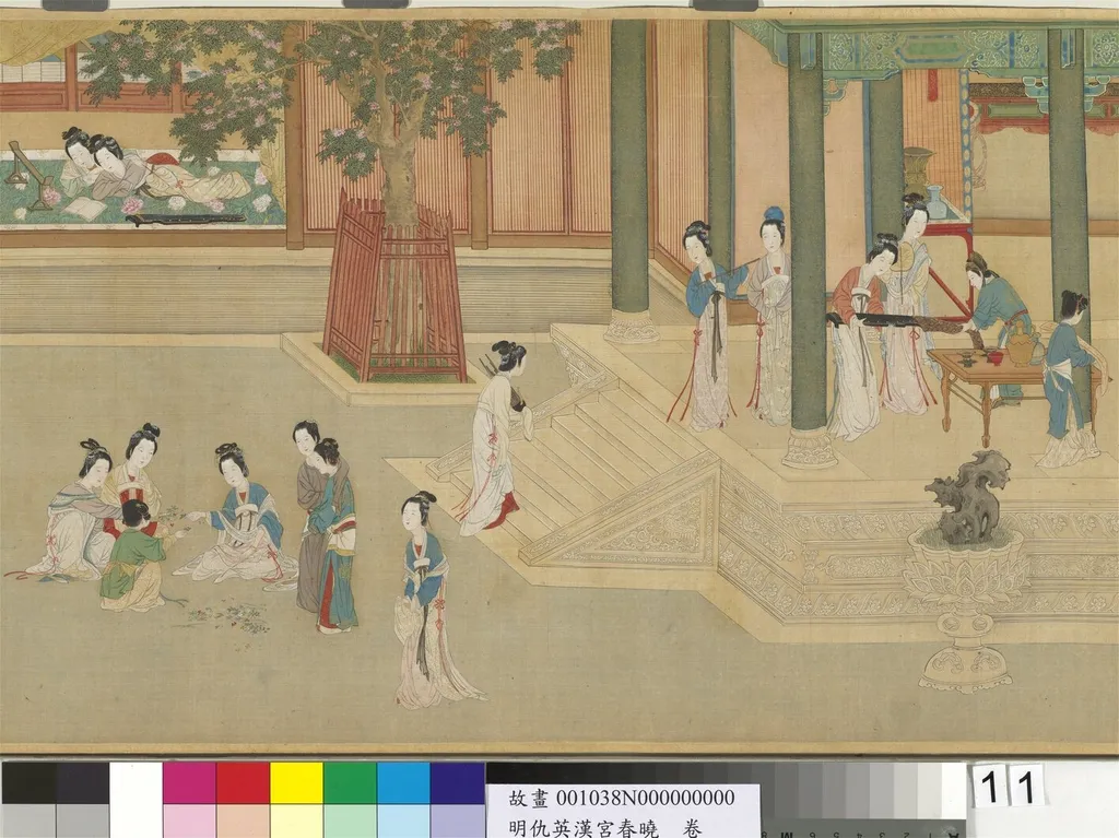 明仇英漢宮春曉 卷, by Qiu Ying, unspecified, 1533