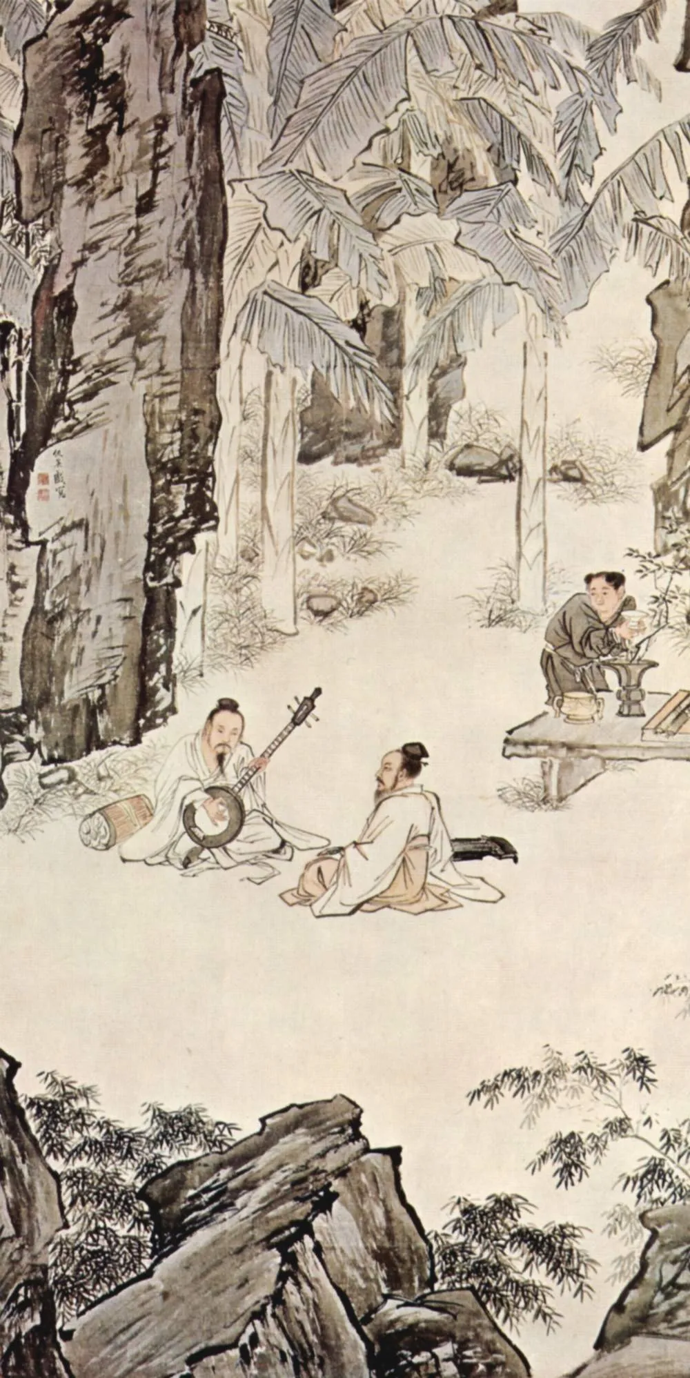 Whiling Away Summer in the Shade of Plantain, by Qiu Ying, unspecified, 1550