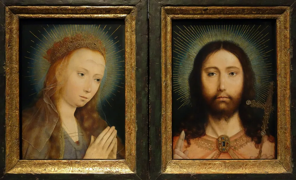 Christ Salvator Mundi and Mary at Prayer, by Quinten Metsys, oil, 1505