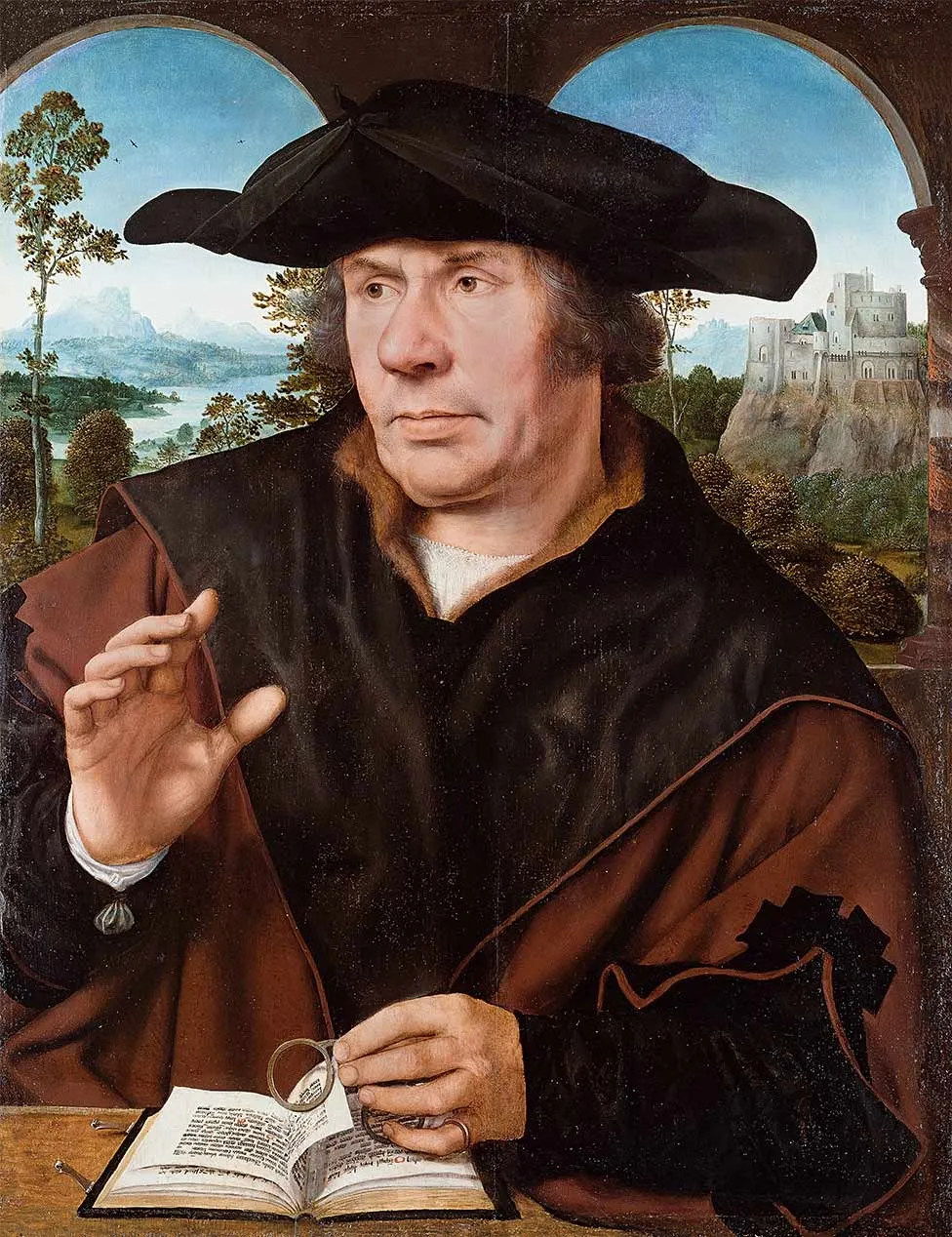 Portrait of a Scholar, by Quinten Metsys, oil, 1520
