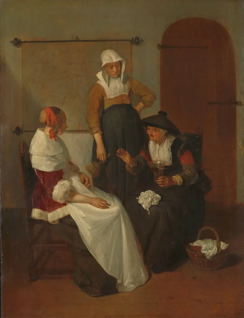 A confidential chat, by Quirijn van Brekelenkam