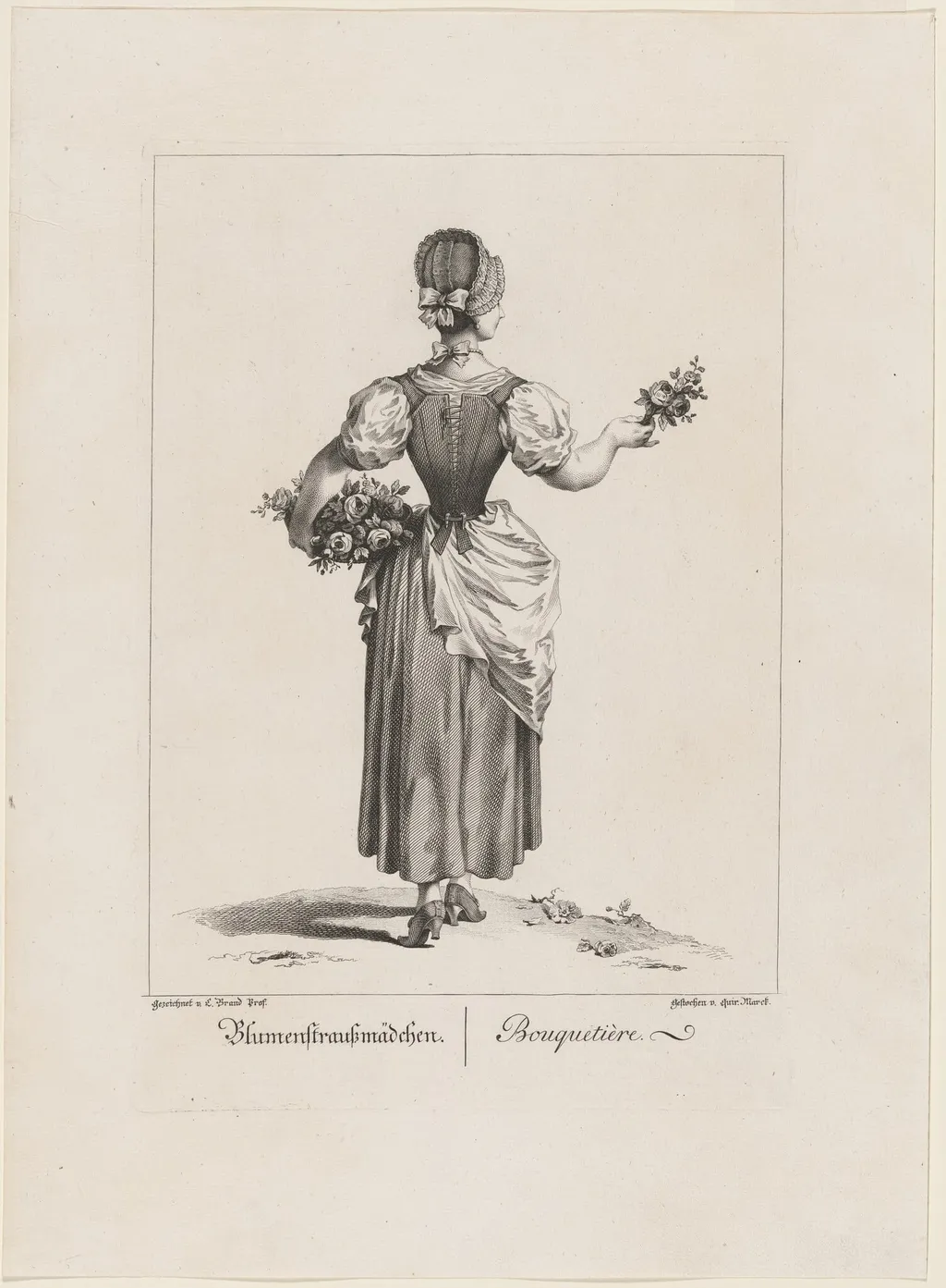 Blumenstraussmädchen (Flower Seller), by Quirin Mark, ink, 1775