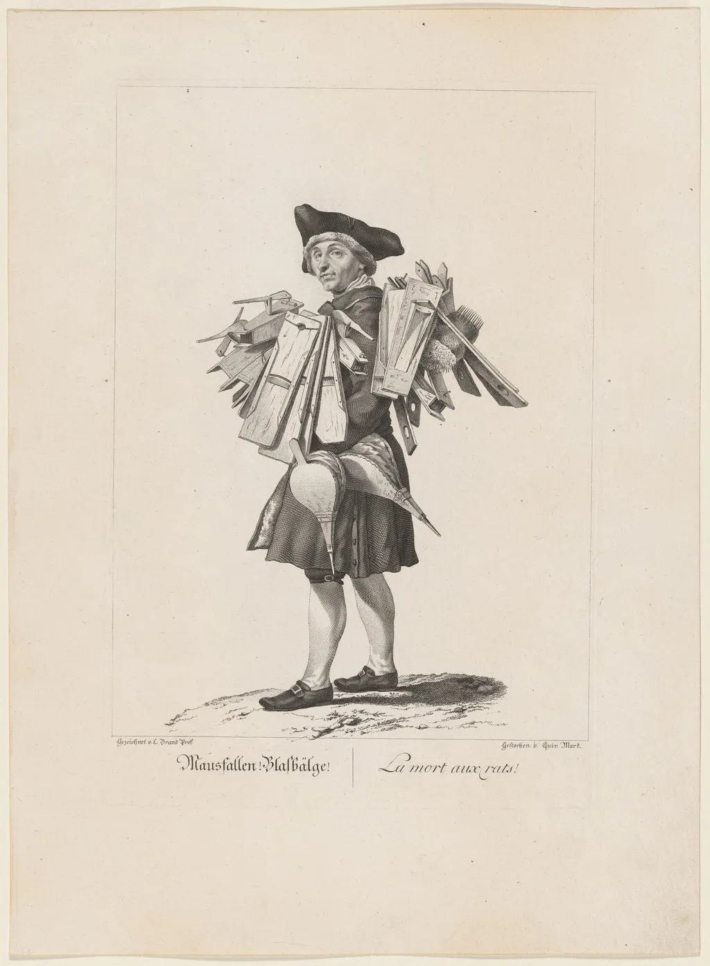 Mausfallen! Blasbälge! (Death to Mice), by Quirin Mark, ink, 1775