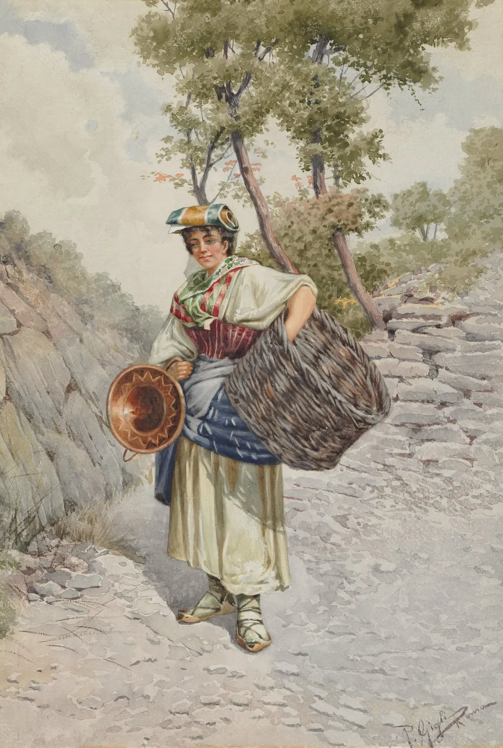 Peasant Girl on a Stony Road, by R. Gigli, 1804