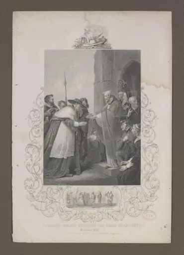 Cardinal Wolsey entering the Abbey of Leicester, by R Westall