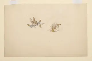 Rabbits falling into snow