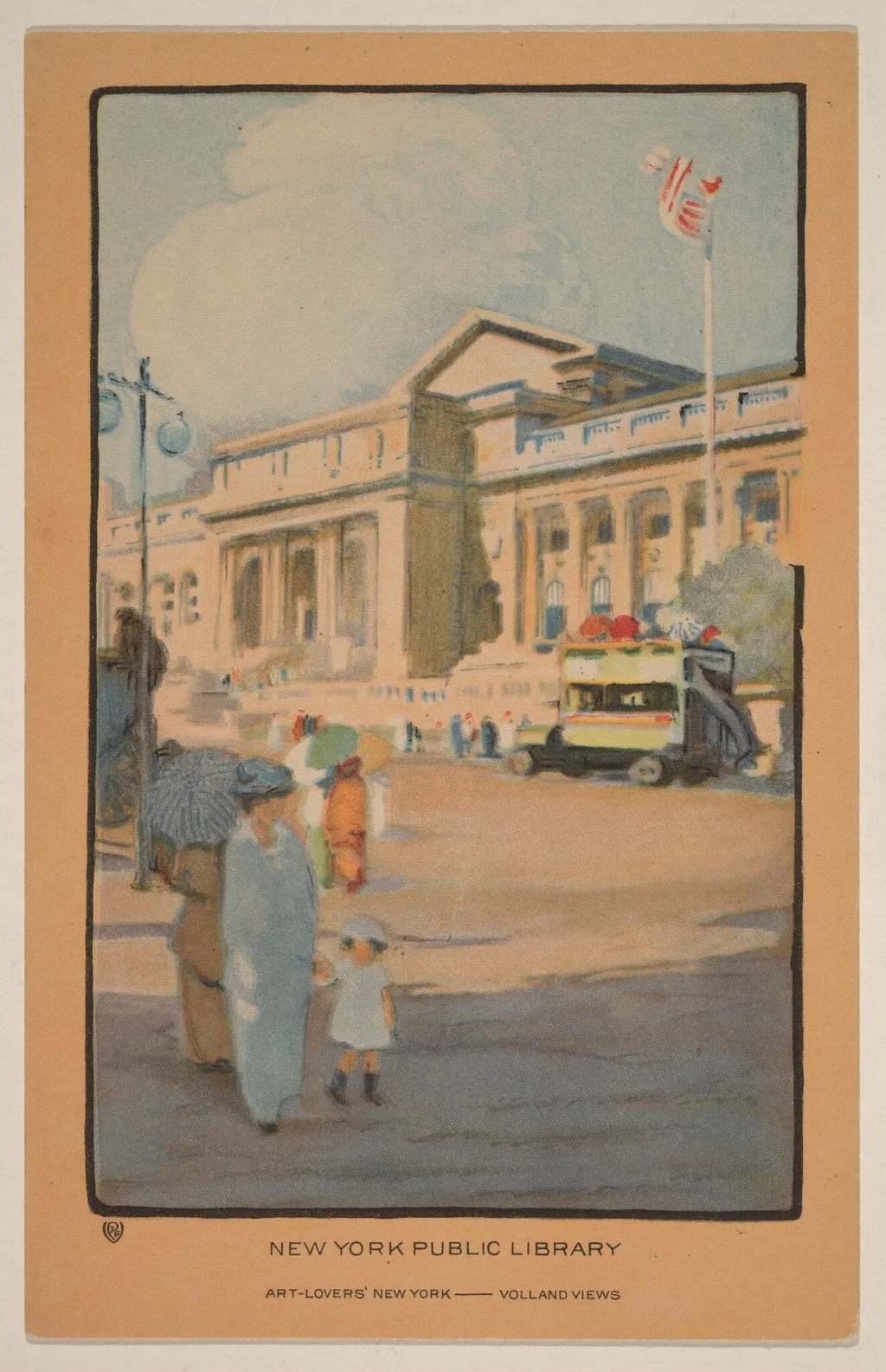 New York Public Library, by Rachael Robinson Elmer, ink, 1914