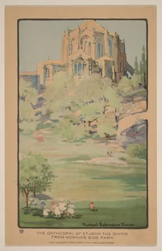 The Cathedral of St. John the Divine from Morningside Park, by Rachael Robinson Elmer