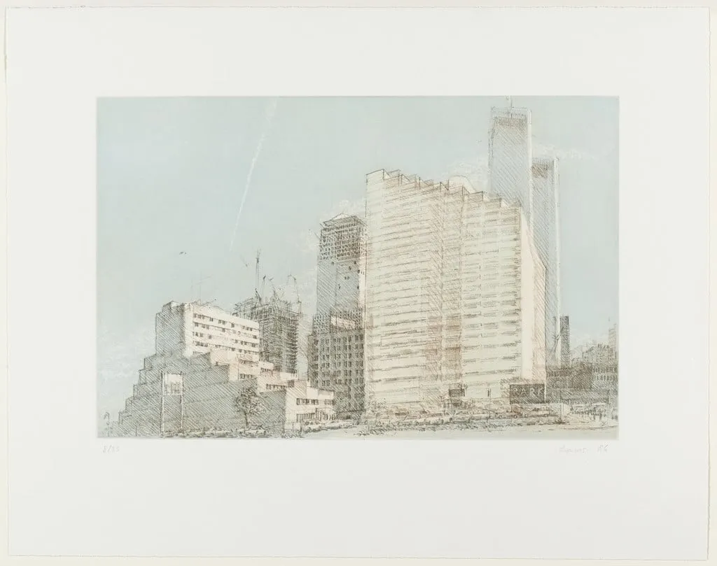 Untitled, by Rackstraw Downes, ink, 1986