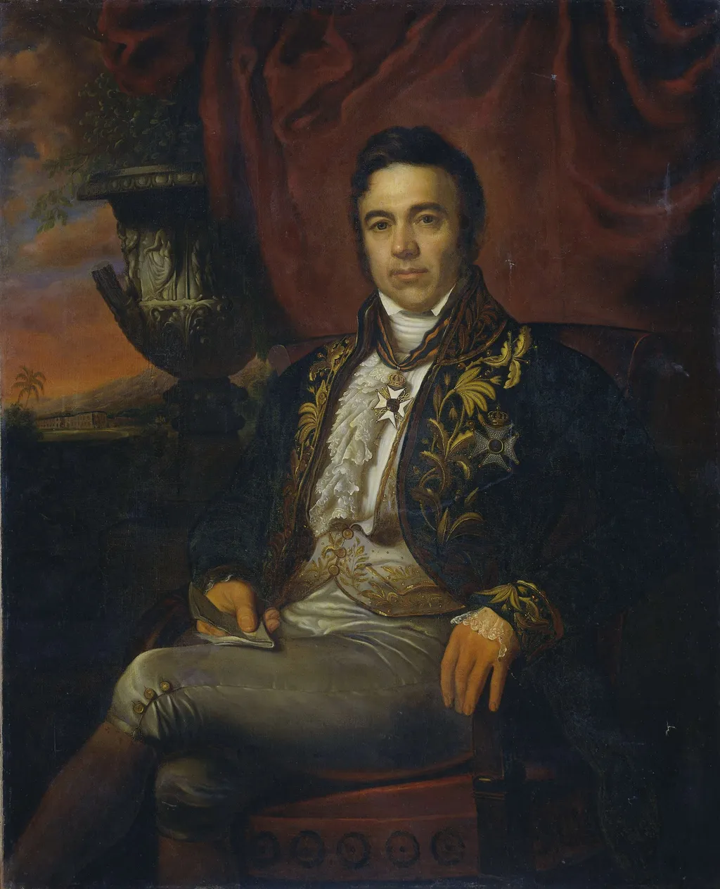 Portrait of Jean Chrétien Baud (1789-1859), Gouverneur-generaal ad interim (1833-35), by Raden Saleh, oil, 1835