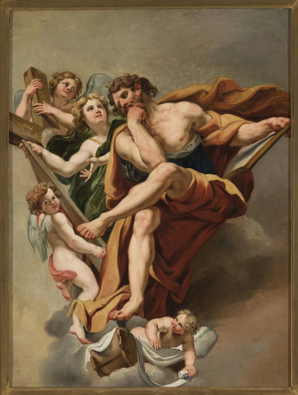 Saint Matthew and Angels, by Rafał Hadziewicz, oil, 1863