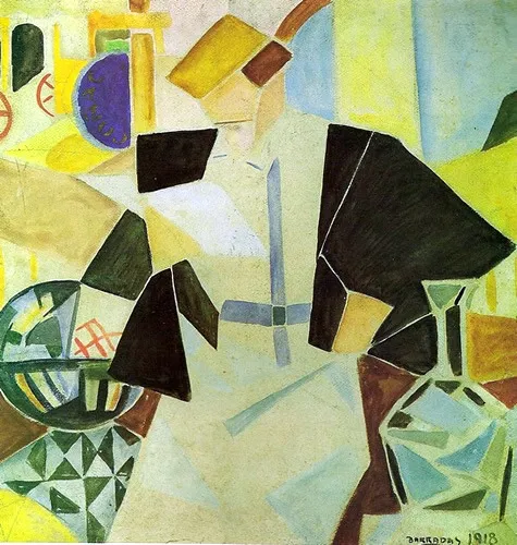 Woman at the Cafe, by Rafael Barradas, tempera, 1918