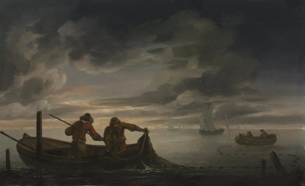 An Estuary Scene with Fisherman, by Rafaël Govertsz Camphuysen, unspecified, 1638