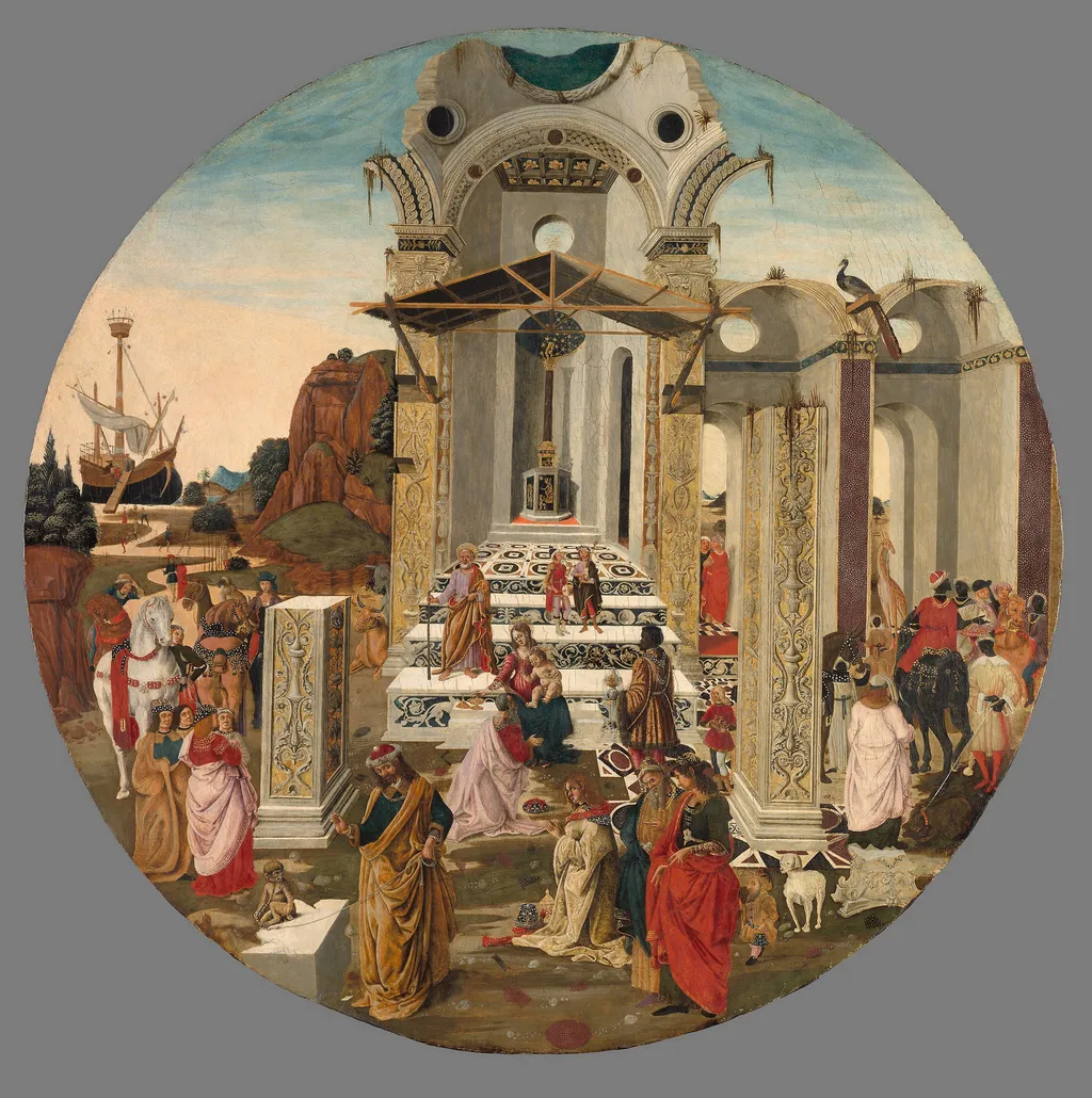 The Adoration of the Magi, by Raffaello Botticini, tempera, 1498