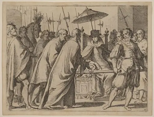 Margaret of Austria Being Carried in a Chaise, by Raffaello Schiaminossi
