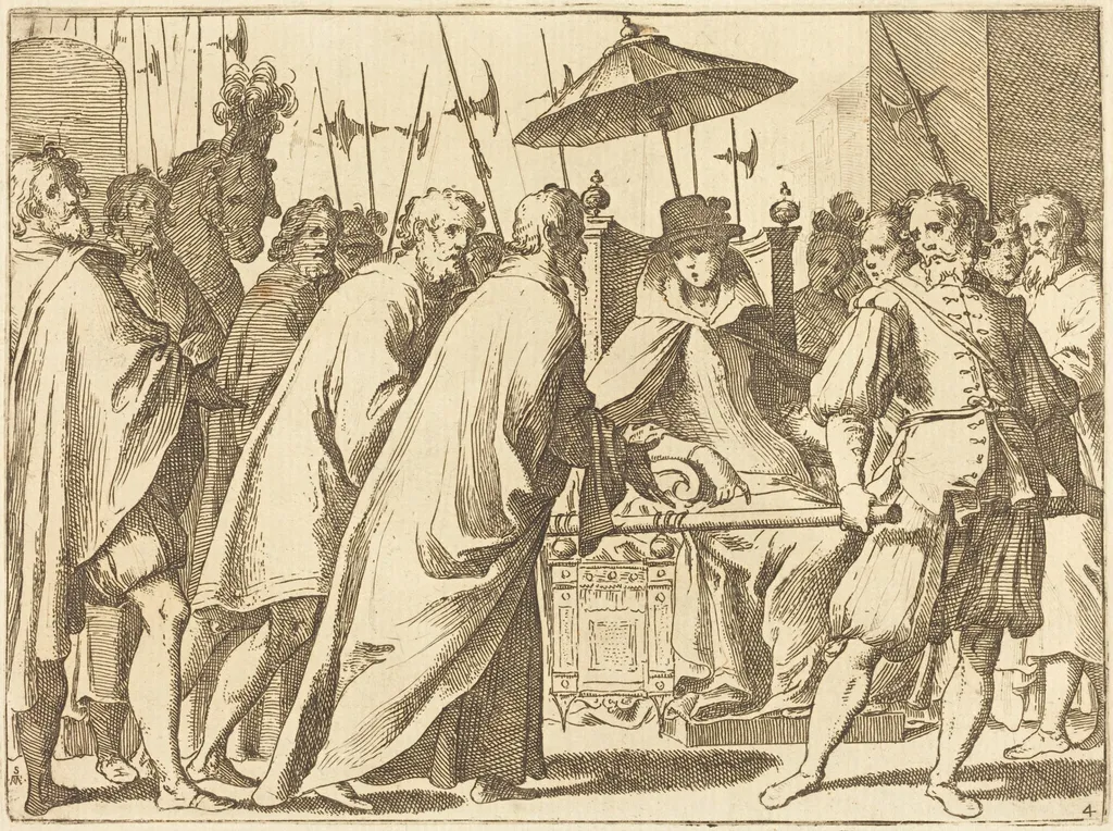 Margaret of Austria Being Carried in a Chaise, by Raffaello Schiaminossi, ink, 1612