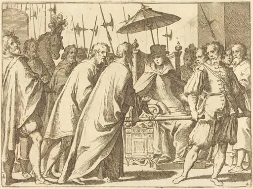 Margaret of Austria Being Carried in a Chaise, by Raffaello Schiaminossi