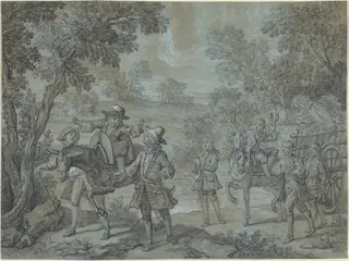 Ragotin declame des vers;  des paysans croient qu'il preche, by Jean-Baptiste Oudry