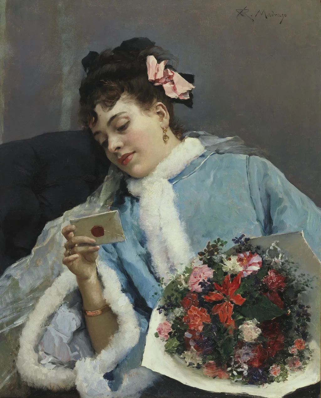 Birthday Wishes, by Raimundo de Madrazo y Garreta, oil, 1850