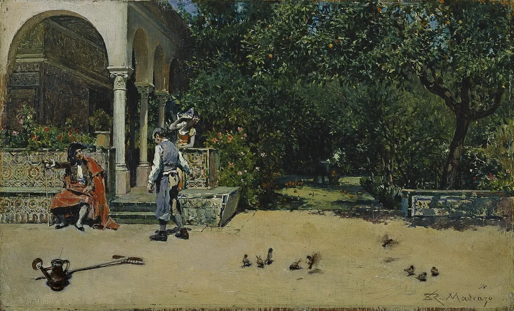 The Pavilion of Charles V in the Gardens of the Alcázar of Seville, by Raimundo de Madrazo y Garreta, unspecified, 1868
