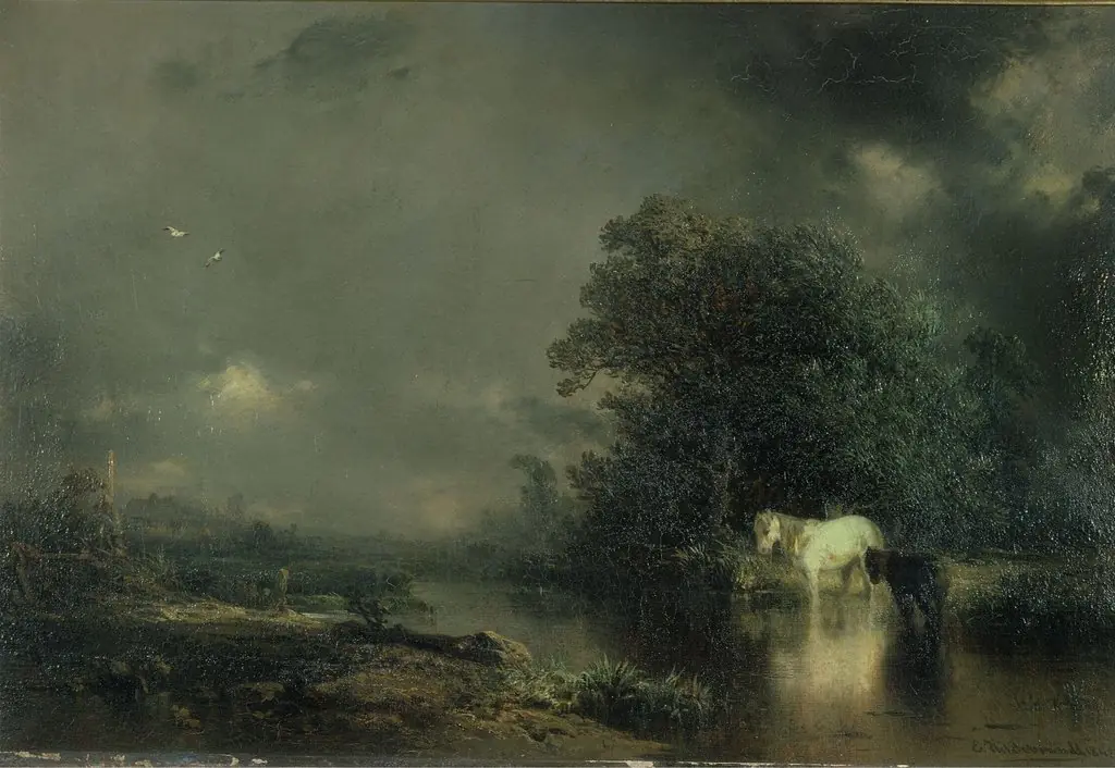 Rainy Weather: Horses in a Stream