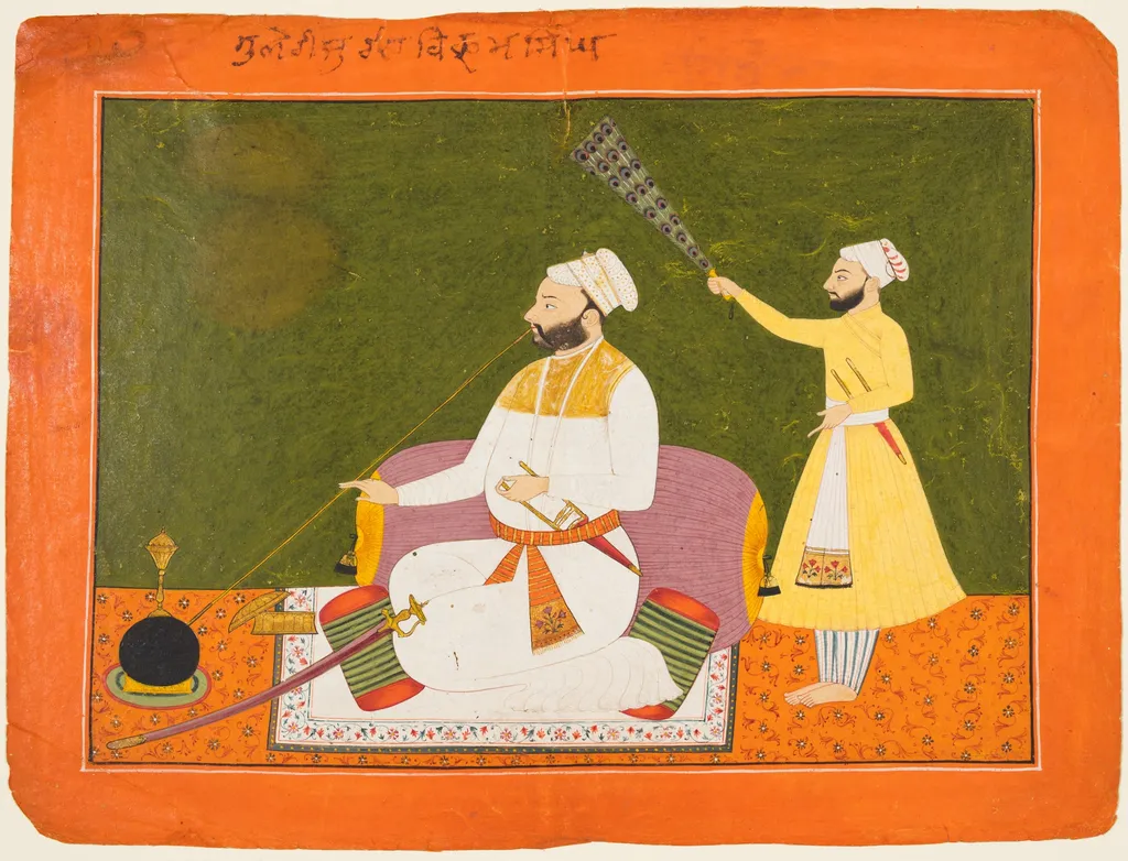Raja Bikram Singh of Guler (r. 1661–75) Smoking a Hookah, unspecified, 1675