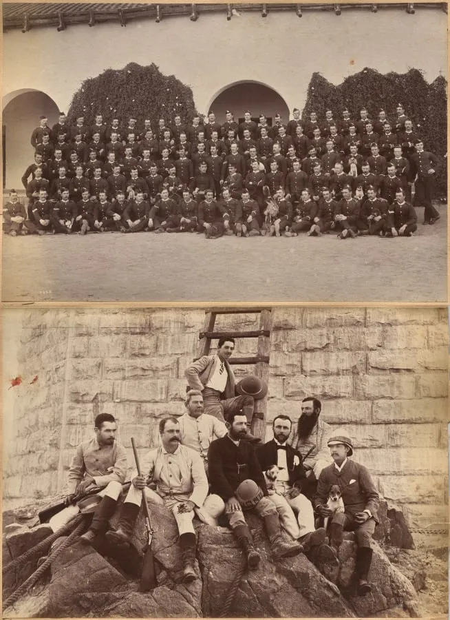 B. c/o Devonshire Regiment, Jhansi (recto); Staff of Messrs. Glover & Co., Sindh Bridge (verso), by Raja Deen Dayal, 1884