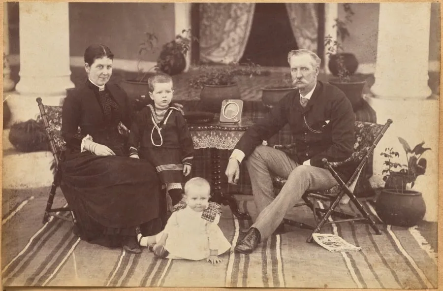 Col. Carpendale and family, Neemuch (recto, bottom), by Raja Deen Dayal, 1884