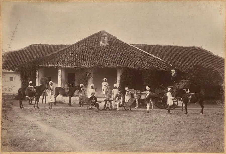 Dr. Morris and party, Jhansi (recto), by Raja Deen Dayal, 1884