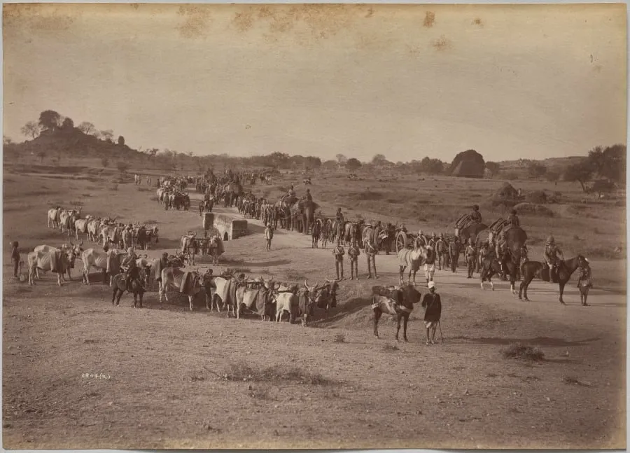 Elephant Battery on March at Jhansi, by Raja Deen Dayal, 1884