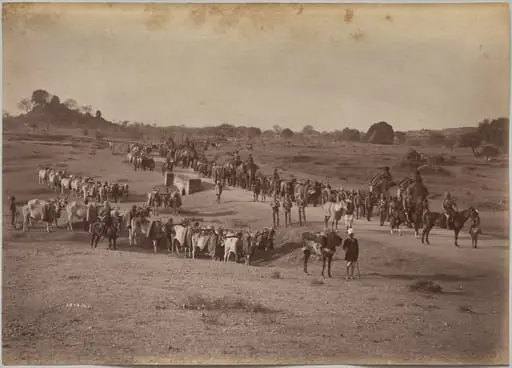 Elephant Battery on March at Jhansi, by Raja Deen Dayal