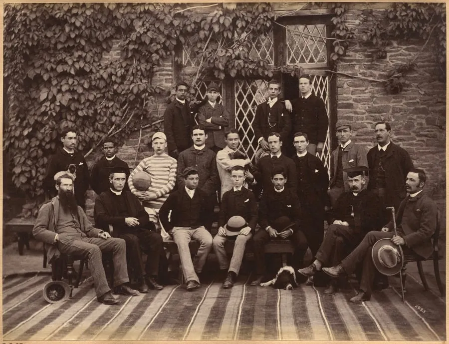 High Class Students and Teachers at Bishop Cotton School, Shimla (verso), by Raja Deen Dayal, 1884