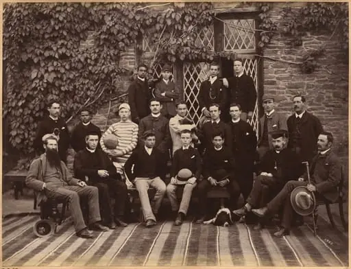 High Class Students and Teachers at Bishop Cotton School, Shimla (verso), by Raja Deen Dayal