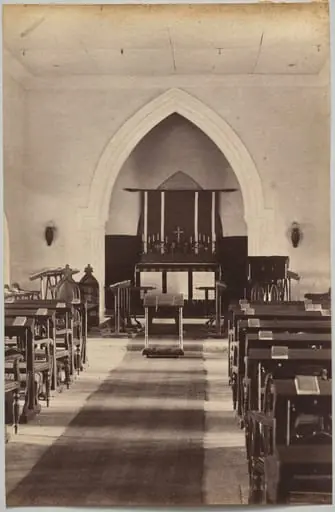 Interior of Church, Neemuch (recto, right), by Raja Deen Dayal