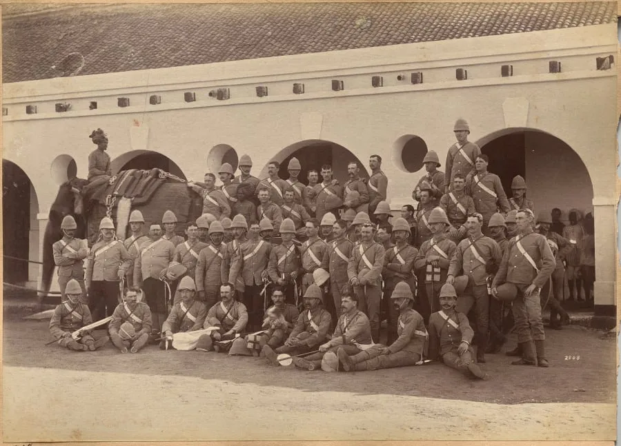 Men of Elephant Battery, Jhansi (verso), by Raja Deen Dayal, 1884