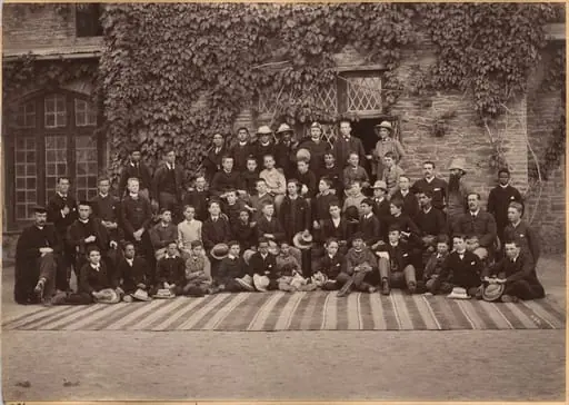 Middle Class Students and Staff, Bishop Cotton School, Shimla (verso), by Raja Deen Dayal