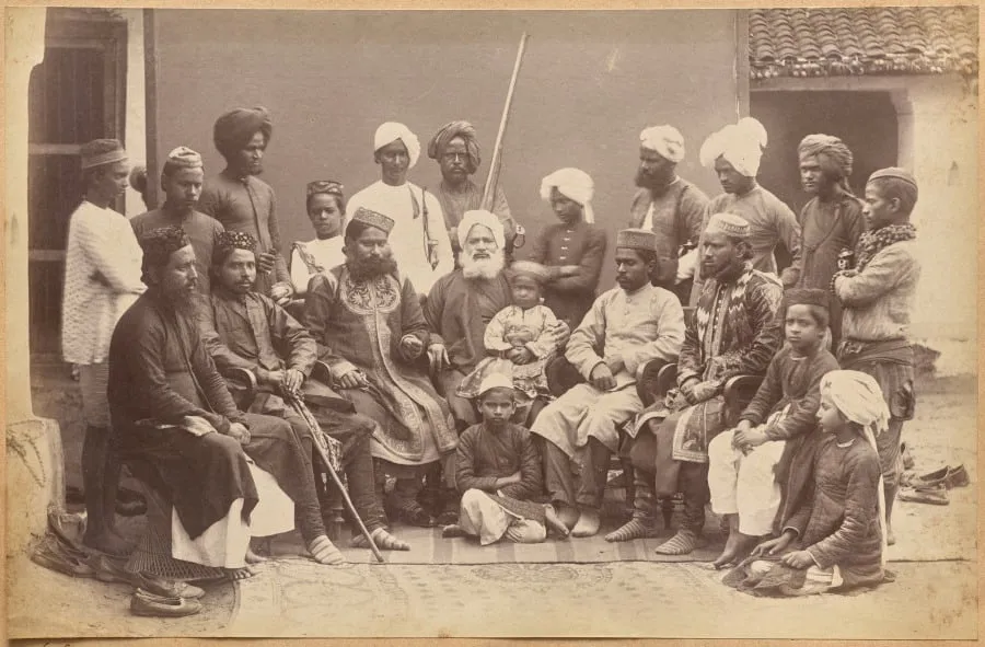 Mowhri Rahman Alli Khan family, Rewa (recto, bottom), by Raja Deen Dayal, 1884