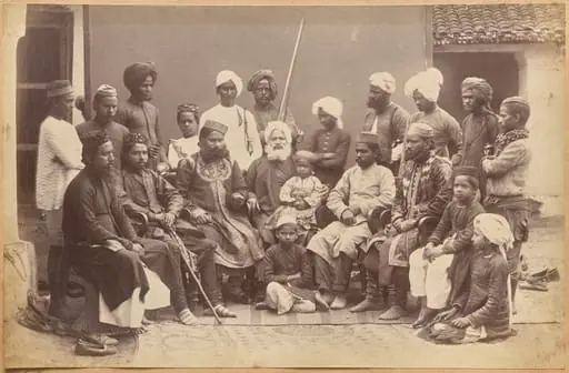 Mowhri Rahman Alli Khan family, Rewa (recto, bottom), by Raja Deen Dayal