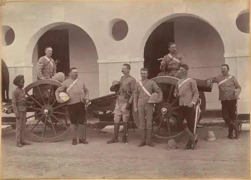 Officers of Elephant Battery, Jhansi (recto), by Raja Deen Dayal