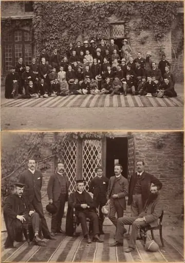 Principal and Teachers of Bishop Cotton School, Shimla (recto); Middle Class Students and Staff, Bishop Cotton School, Shimla (verso), by Raja Deen Dayal